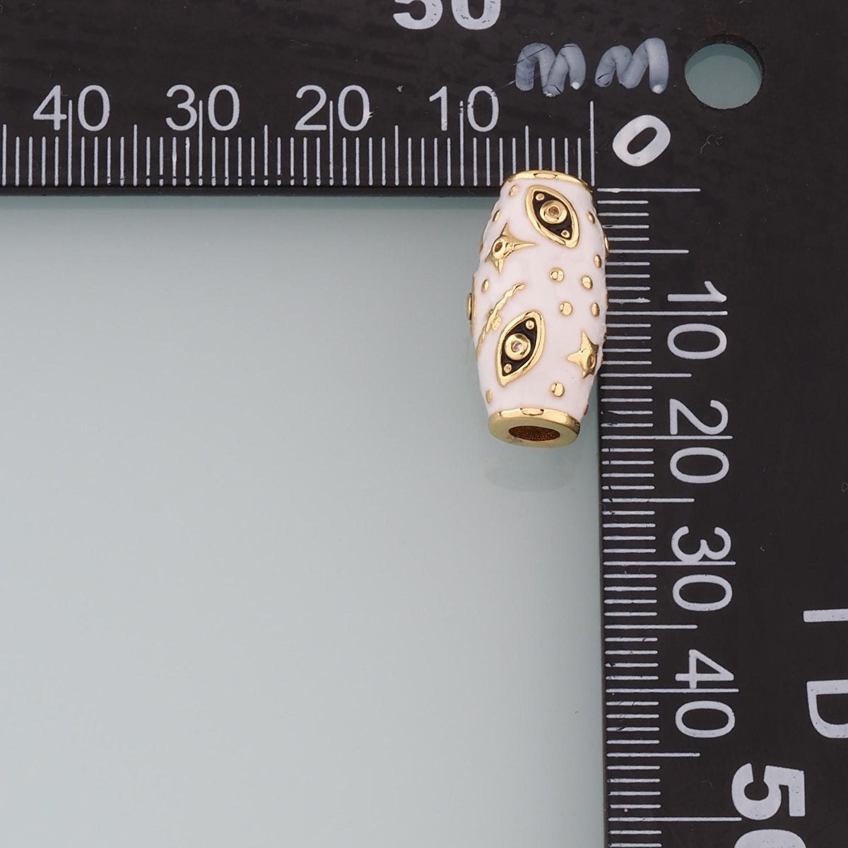 Gold Tube Bead Charms,18K Gold Filled Oval Evil Eye spacer beads Bracelet Necklace for DIY Jewelry Making Supply