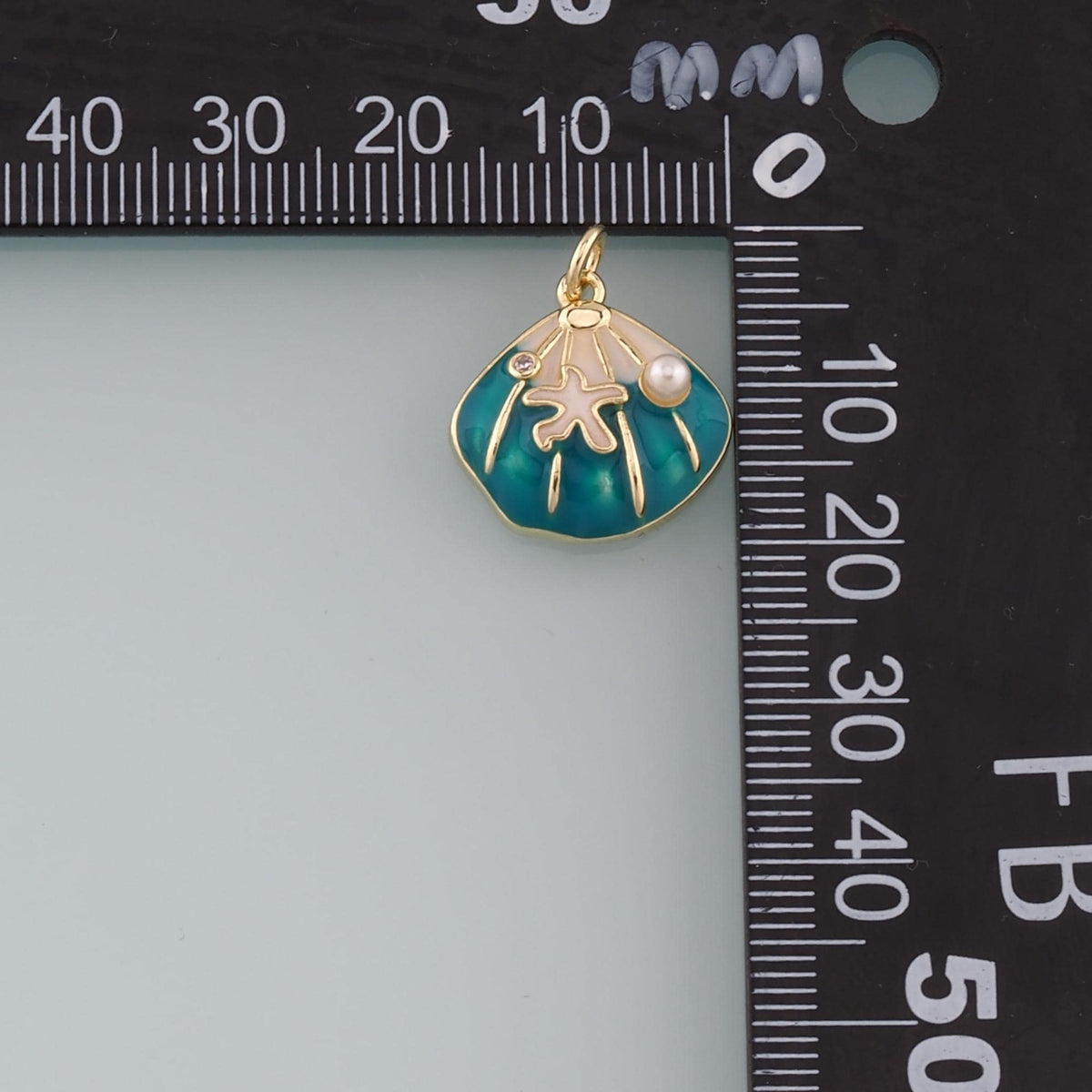 18K Gold Filled Pearl Shell Pendant,Enamel Starfish Charm Bracelet Necklace for DIY Jewelry Making Supply