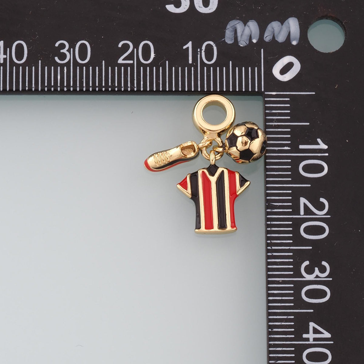 Gold Jersey Soccer Charm,18K Gold Football Pendant,Enamel Ball Sneakers Charm Bracelet Necklace for DIY Jewelry Making Supply