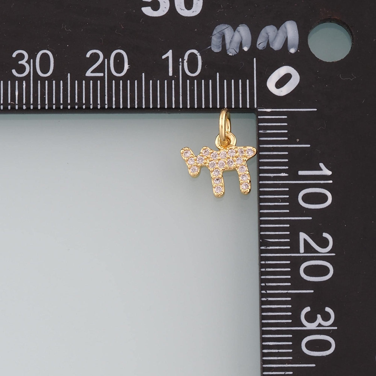 18K Gold Filled Chai Pendant,CZ Micro Pave Chai Charm Bracelet Necklace for DIY Jewelry Making Supply