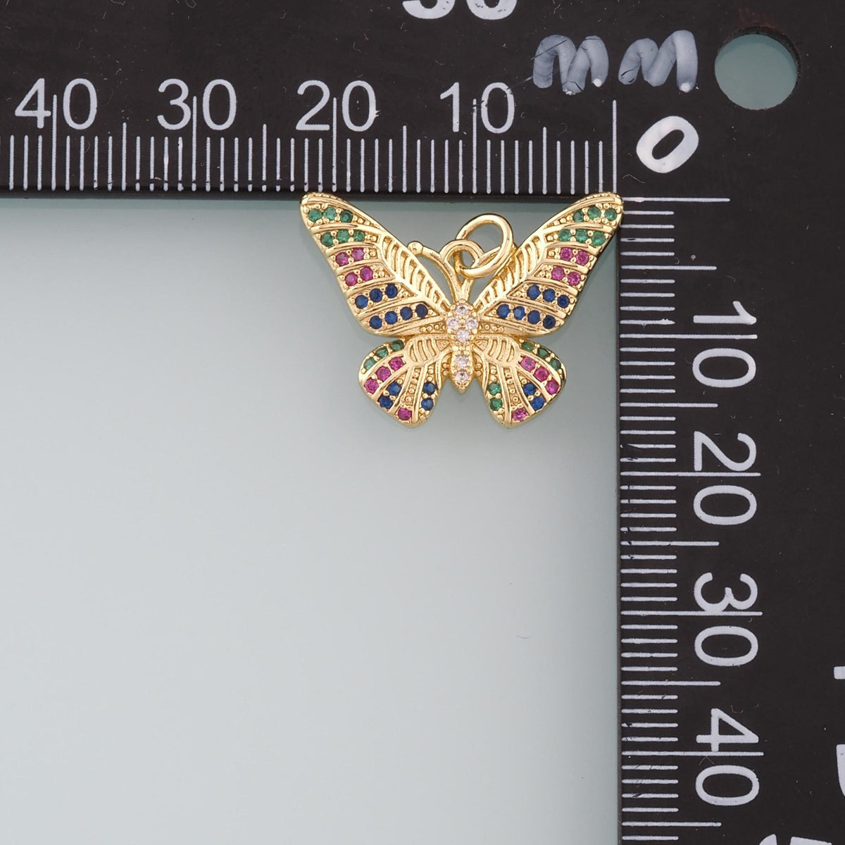 18K Gold Filled Butterfly Pendant,CZ Micro Pave Butterfly Charm Bracelet Necklace for DIY Jewelry Making Supply