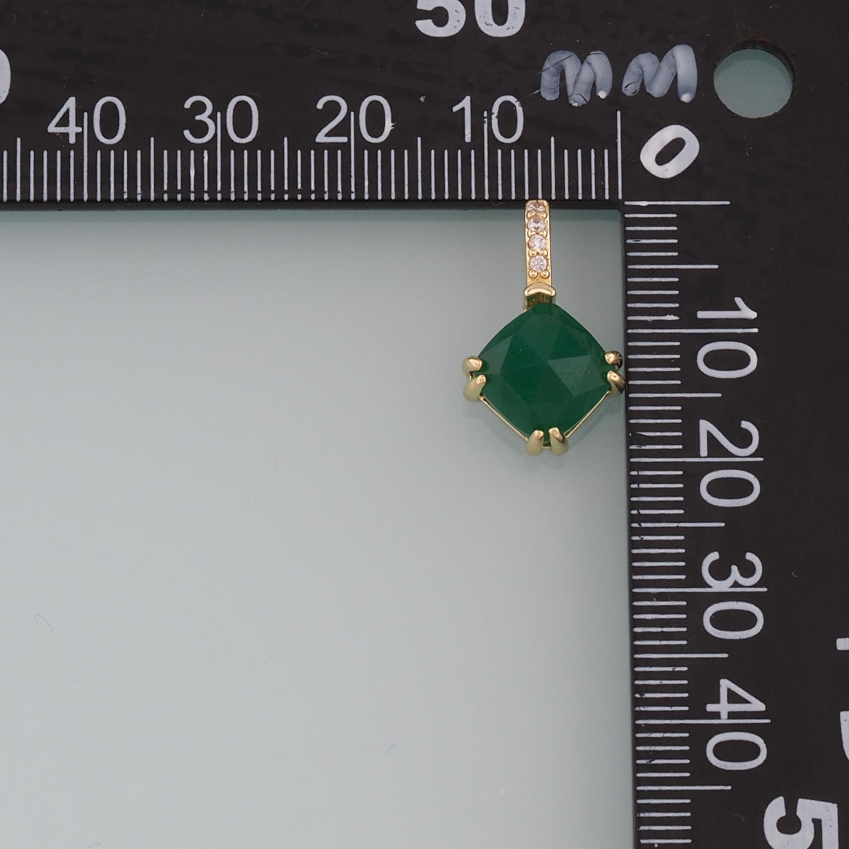 18K Gold Filled Rhombus Gem Pendant,Gem Charm Bracelet Necklace for DIY Jewelry Making Supply