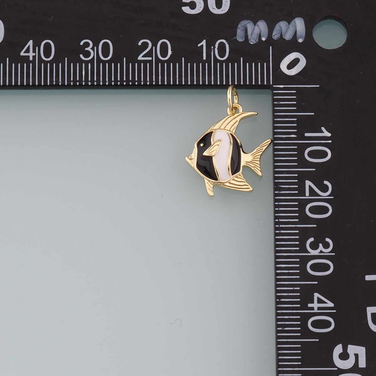 18K Gold Filled Fish Pendant,Enamel Tropical Fish Charm Bracelet Necklace for DIY Jewelry Making Supply