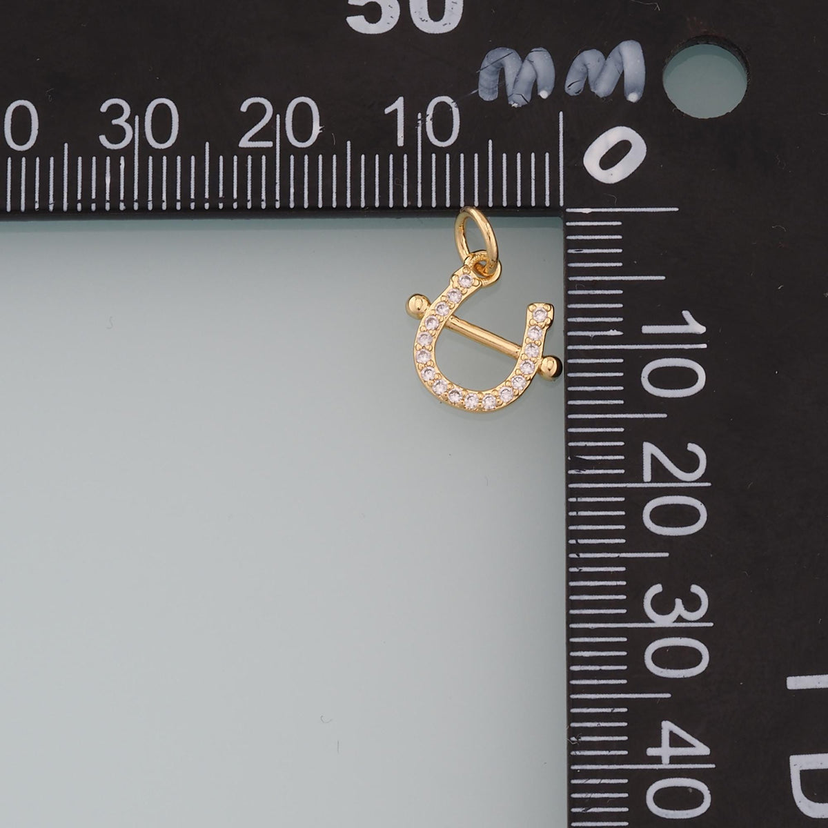 18K Gold Filled Cubic Zirconia Horseshoe Charm Pendant for Jewelry Making