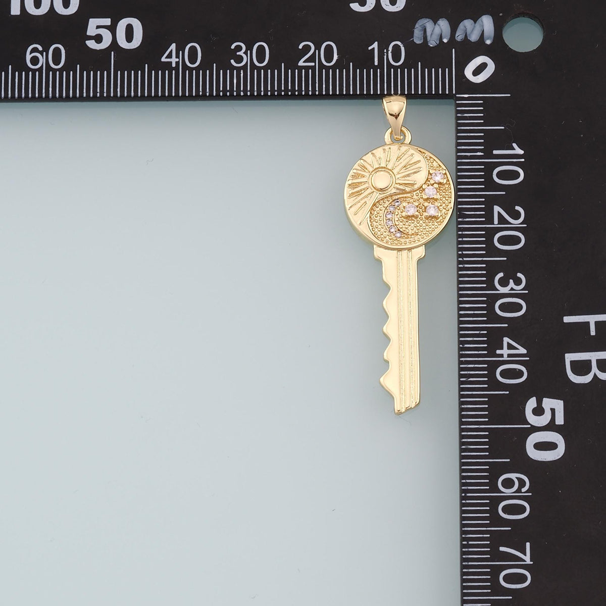 Gold Sun Moon key Charms,18K Gold Filled Key Pendant,Star key Charm Bracelet Necklace for DIY Jewelry Making Supply