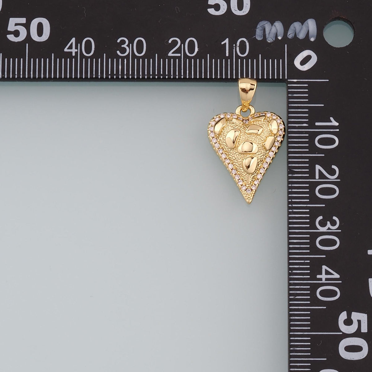 18K Gold Filled Heart Pendant,CZ Micro Pave Heart Charm Bracelet Necklace for DIY Jewelry Making Supply