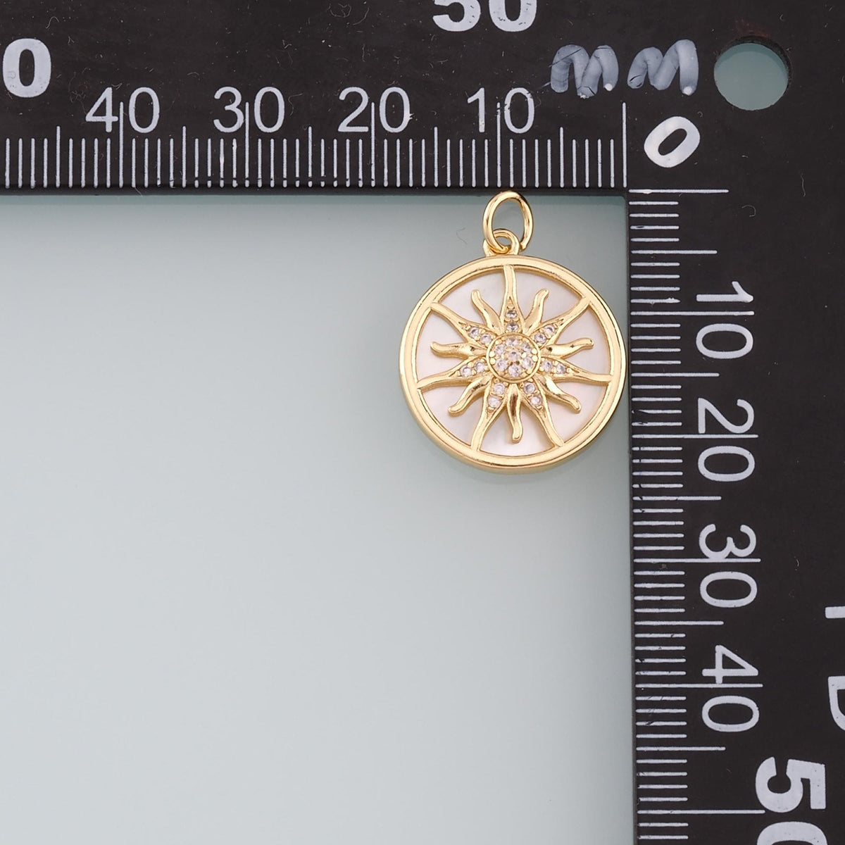 Gold Sun Charms,18K Gold Filled Shell Sun Pendant,CZ Micro Pave Celestial Charm Bracelet Necklace for DIY Jewelry Making Supp
