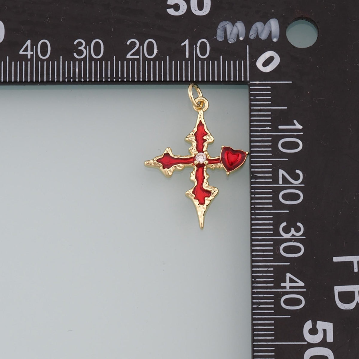 18K Gold Filled Cross Enamel Charm Pendant for Jewelry Making