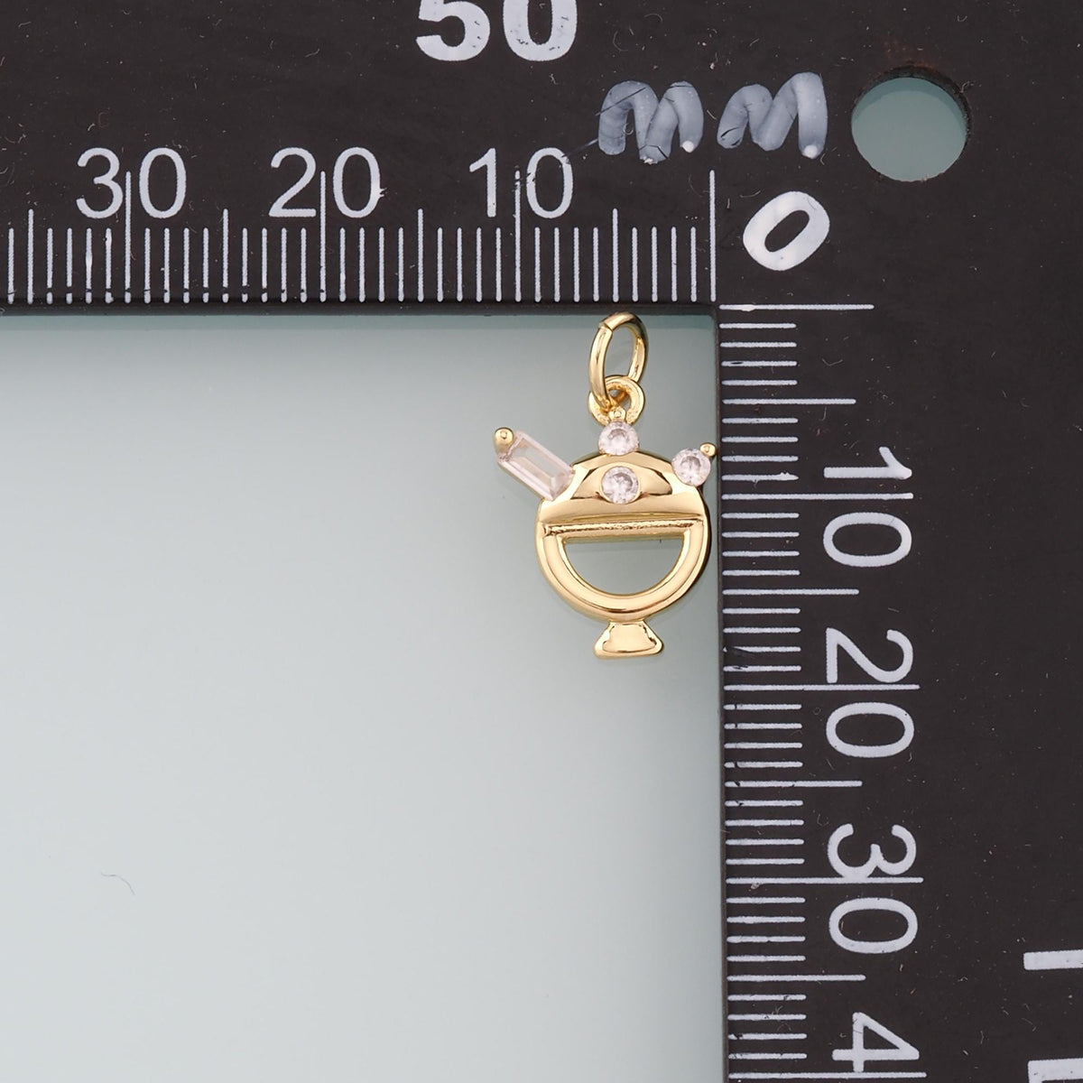 18K Gold Filled Ice Cream Pendant,CZ Micro Pave Ice Cream Charm Bracelet Necklace for DIY Jewelry Making Supply