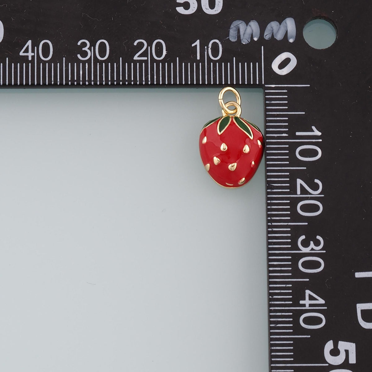 Gold Strawberry Charms,18K Gold Filled Strawberry Pendant,Enamel Fruit Charm Bracelet Necklace for DIY Jewelry Making Supply