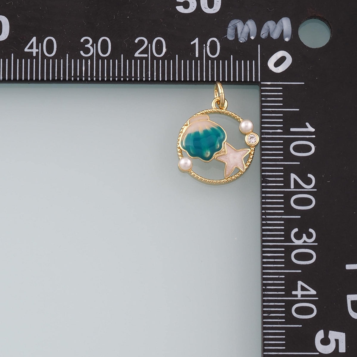 Gold Shell Charm,18K Gold Filled Scallop Pendant,Enamel Starfish Charm Bracelet Necklace for DIY Jewelry Making Supply