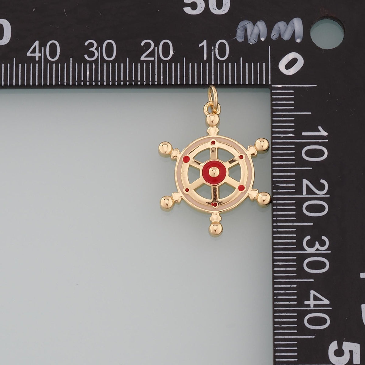 Gold Rudder Charm,18K Gold Filled Rudder Pendant,Enamel Navigation Charm Bracelet Necklace for DIY Jewelry Making Supply