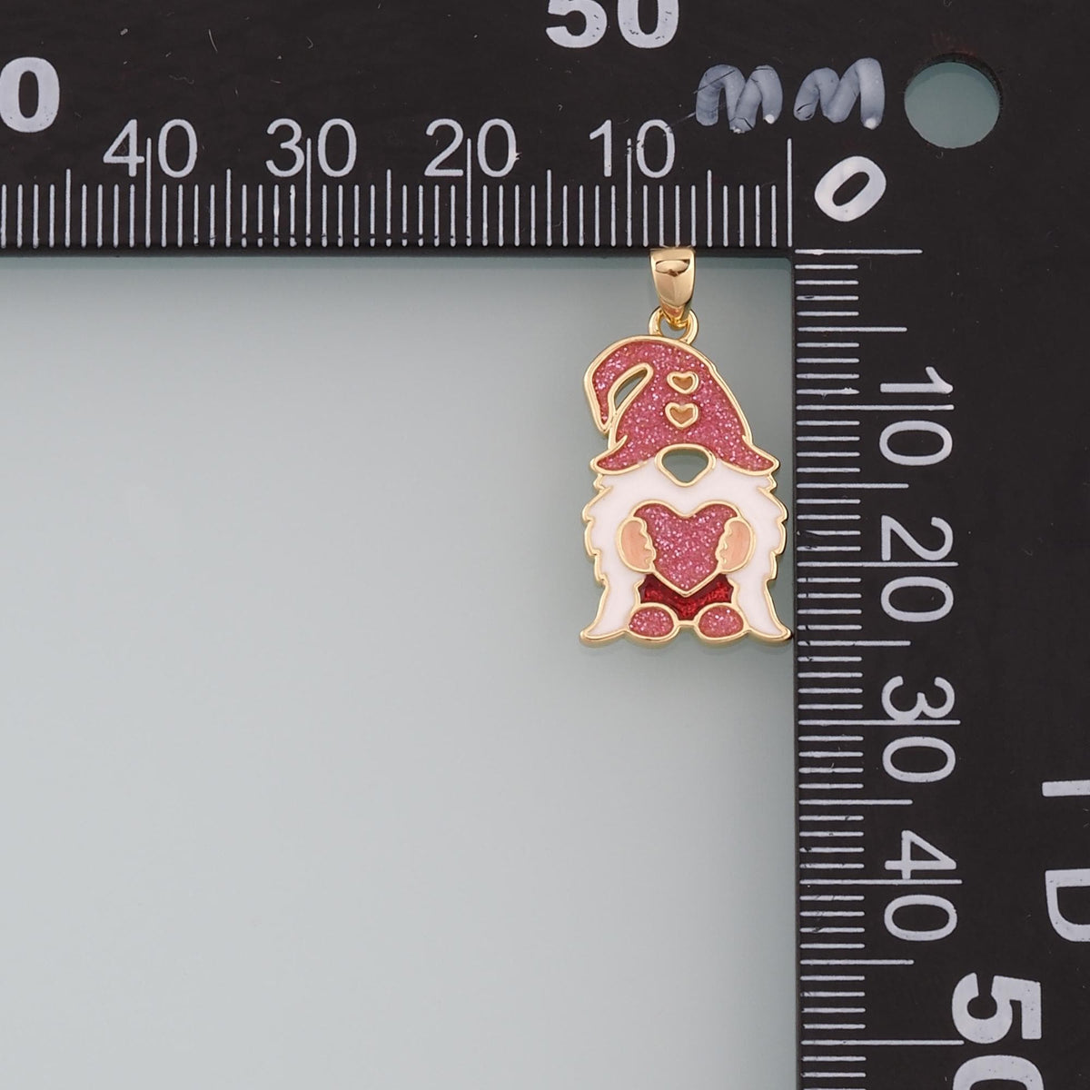 18K Gold Filled gnome Pendant,Enamel Halloween Charm Bracelet Necklace for DIY Jewelry Making Supply