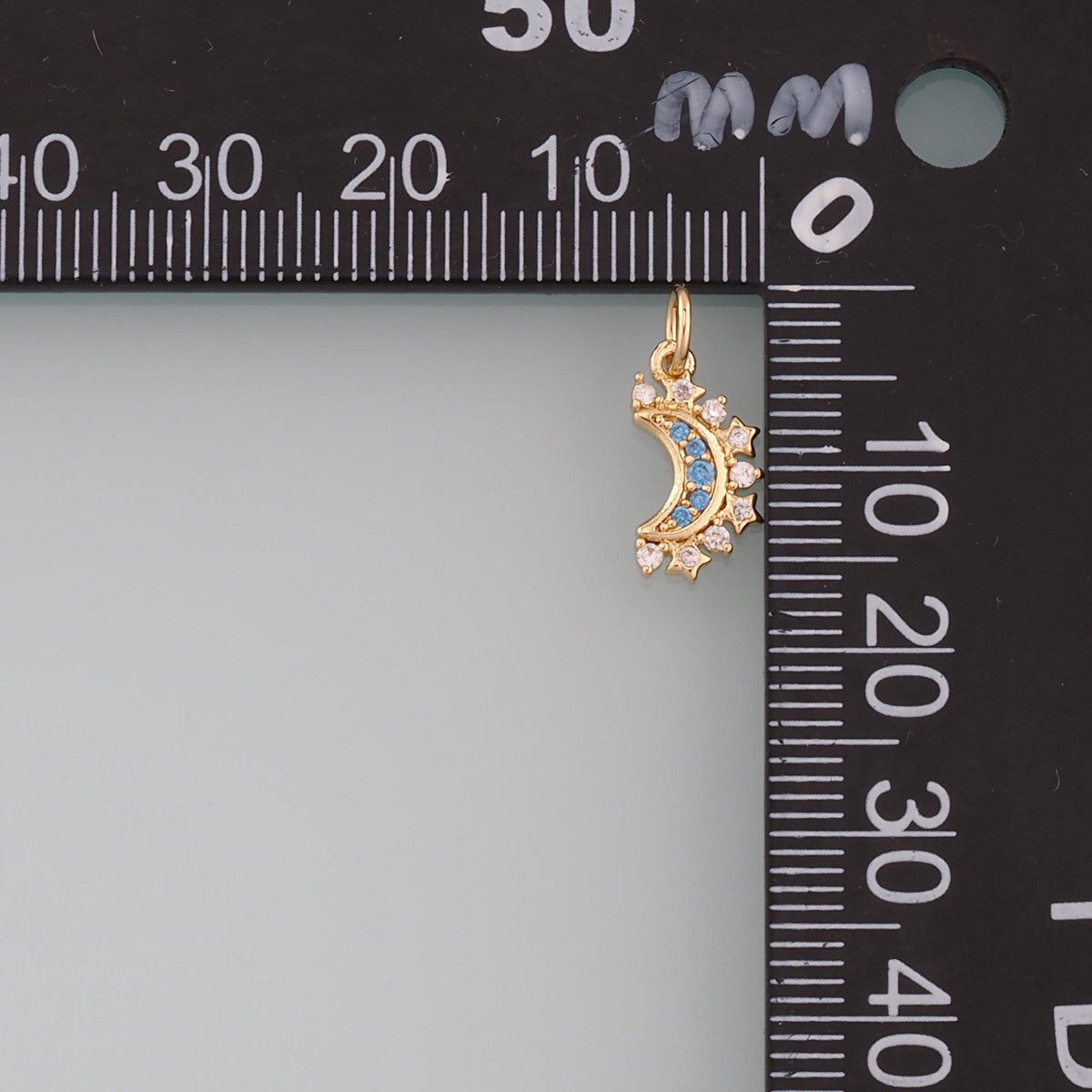 18K Gold Filled Moon Pendant,CZ Micro Pave Celestial Charm Bracelet Necklace for DIY Jewelry Making Supply