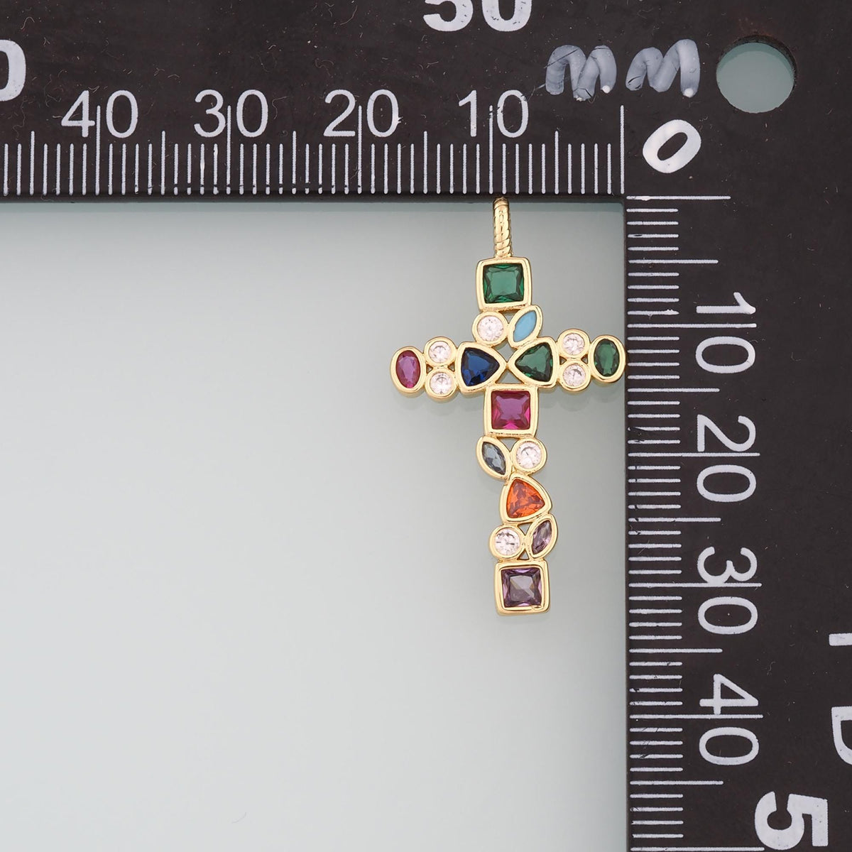 Gold Cross Charms,18K Gold Filled Cross Pendant,CZ Micro Pave Religion Charm Bracelet Necklace for DIY Jewelry Making Supply