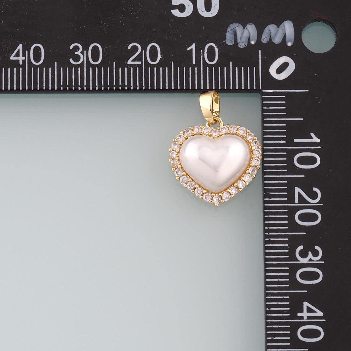 Gold Heart Charms,18K Gold Filled Pearl Heart Pendant,CZ Micro Pave Heart Charm Bracelet Necklace for DIY Jewelry Making Supp