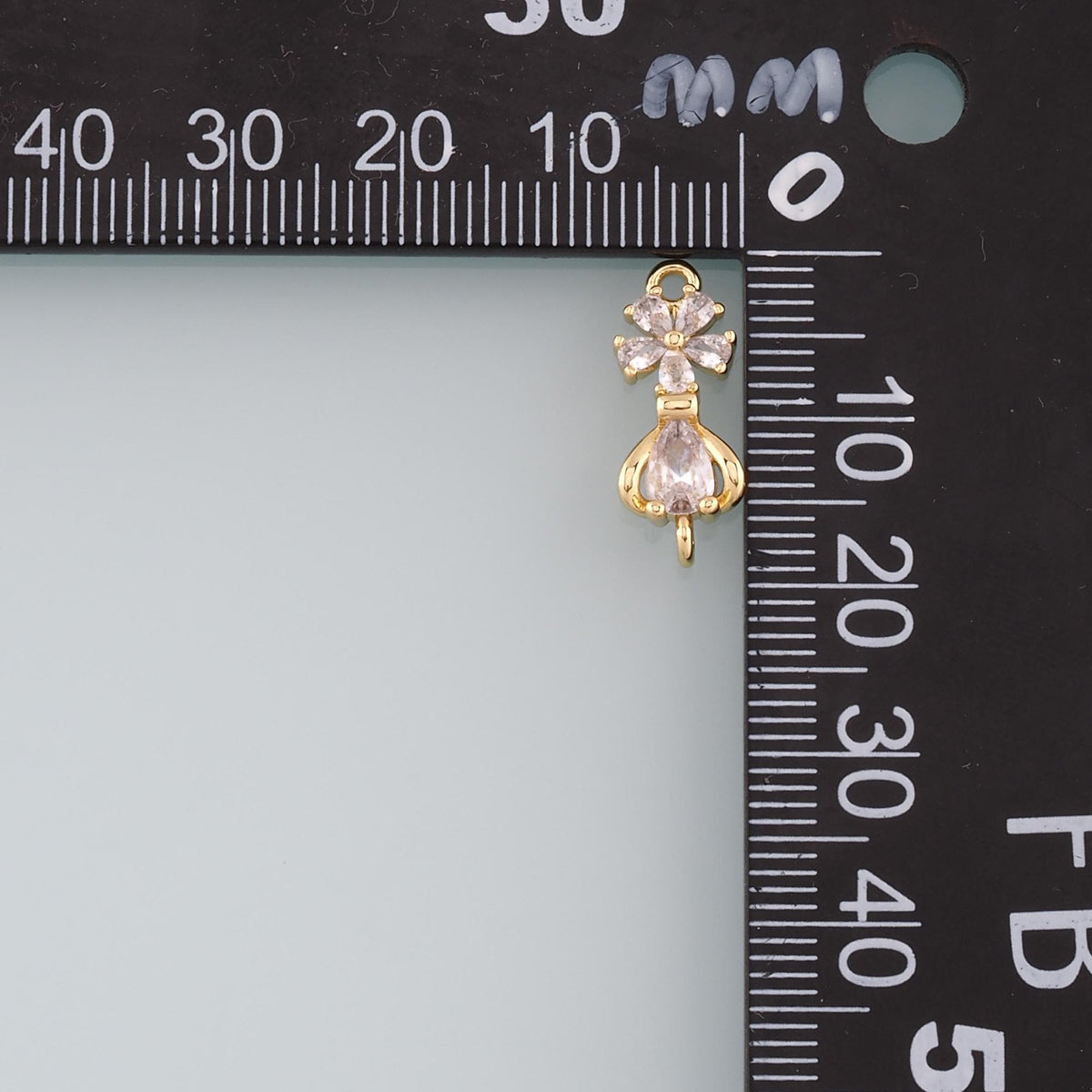 18K Gold Filled Flower CZ Charm Pendant for Jewelry Making