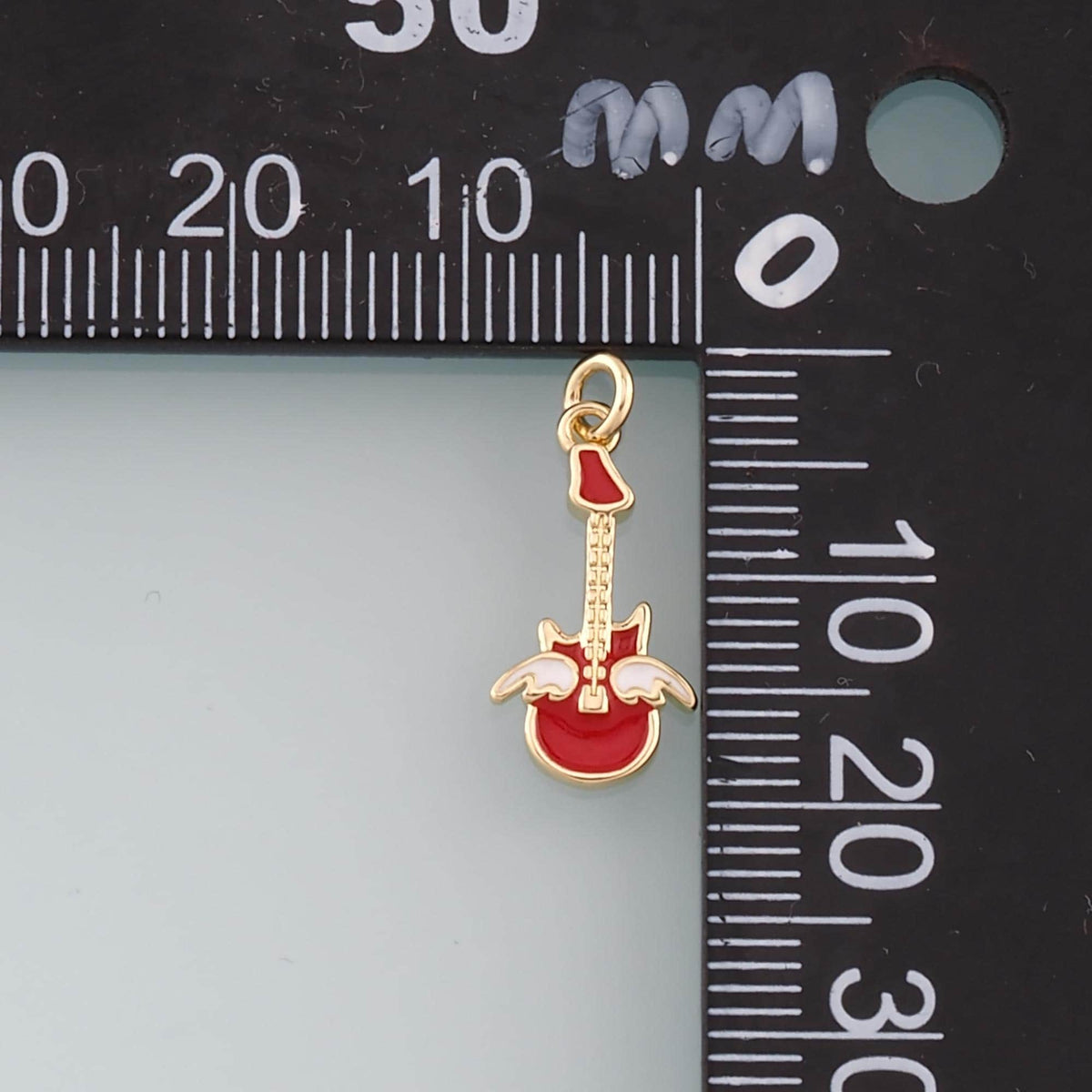 Gold Guitar Charms,18K Gold Filled Guitar Pendant,Enamel Guitar Charm Bracelet Necklace for DIY Jewelry Making Supply