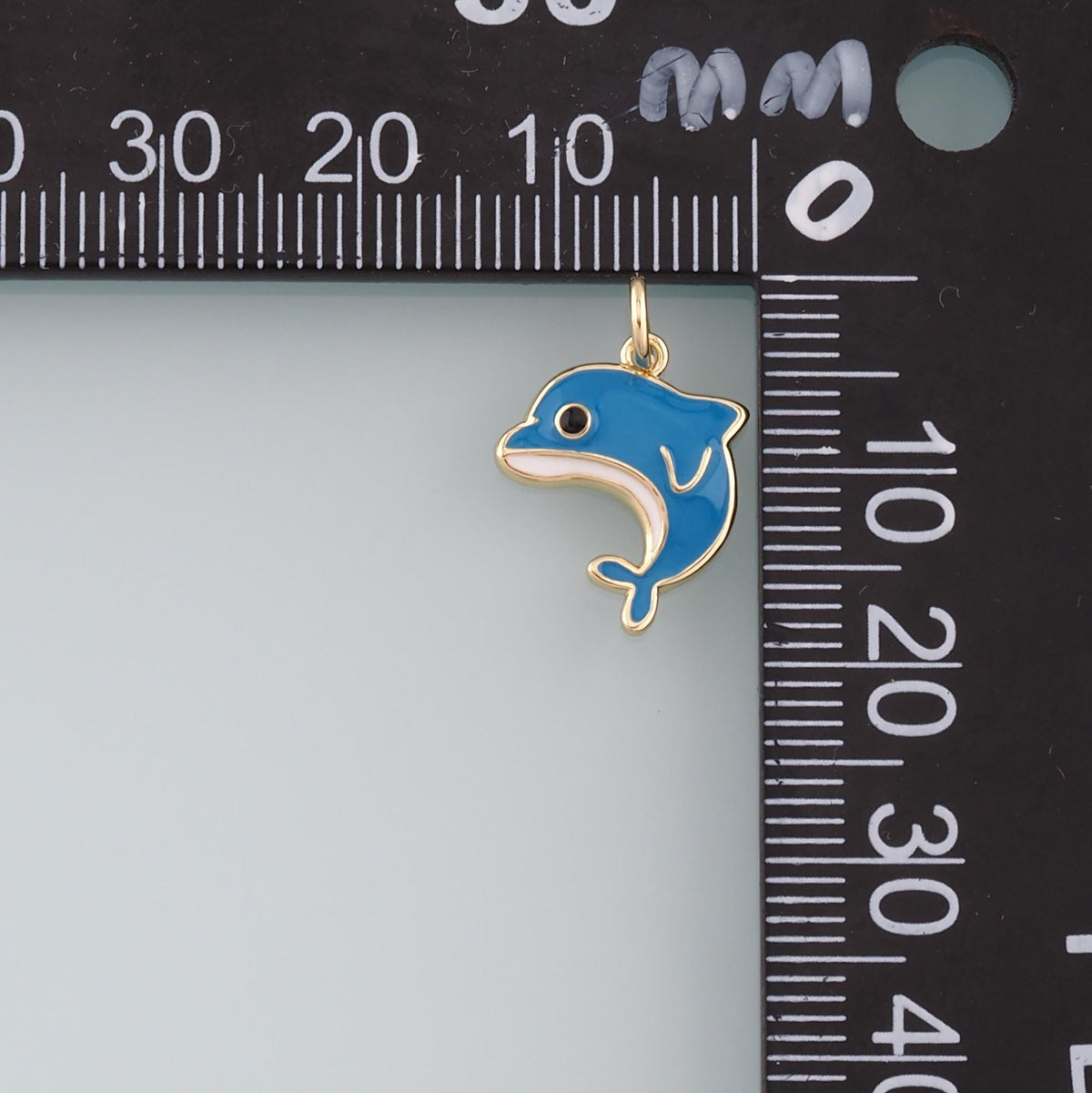 Cute Dolphin Charms,18K Gold Filled Enamel Dolphin Pendant,Kawaii Ocean Charm Bracelet Necklace for DIY Jewelry Making Supply