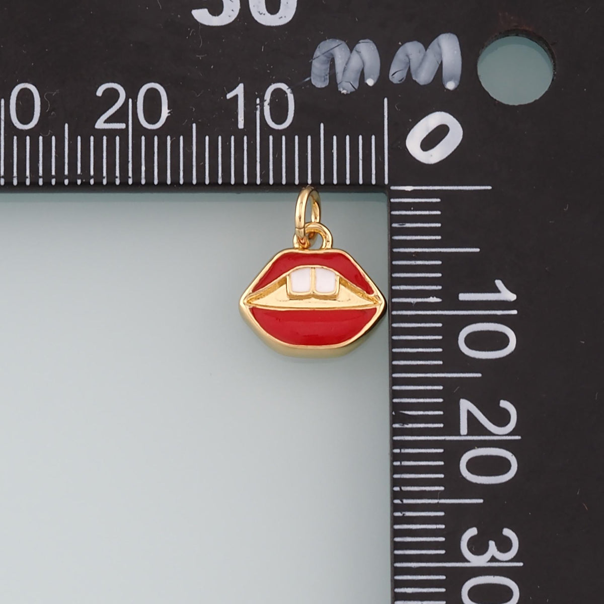 Gold Lips Charms,18K Gold Filled Enamel Lips Pendant,Red Lips Charms Bracelet Necklace for DIY Jewelry Making Supply