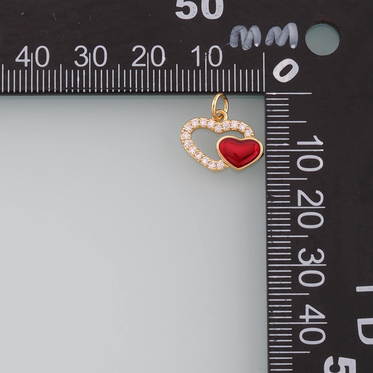 18K Gold Filled Heart Pendant,CZ Micro Pave Heart Charm Bracelet Necklace for DIY Jewelry Making Supply