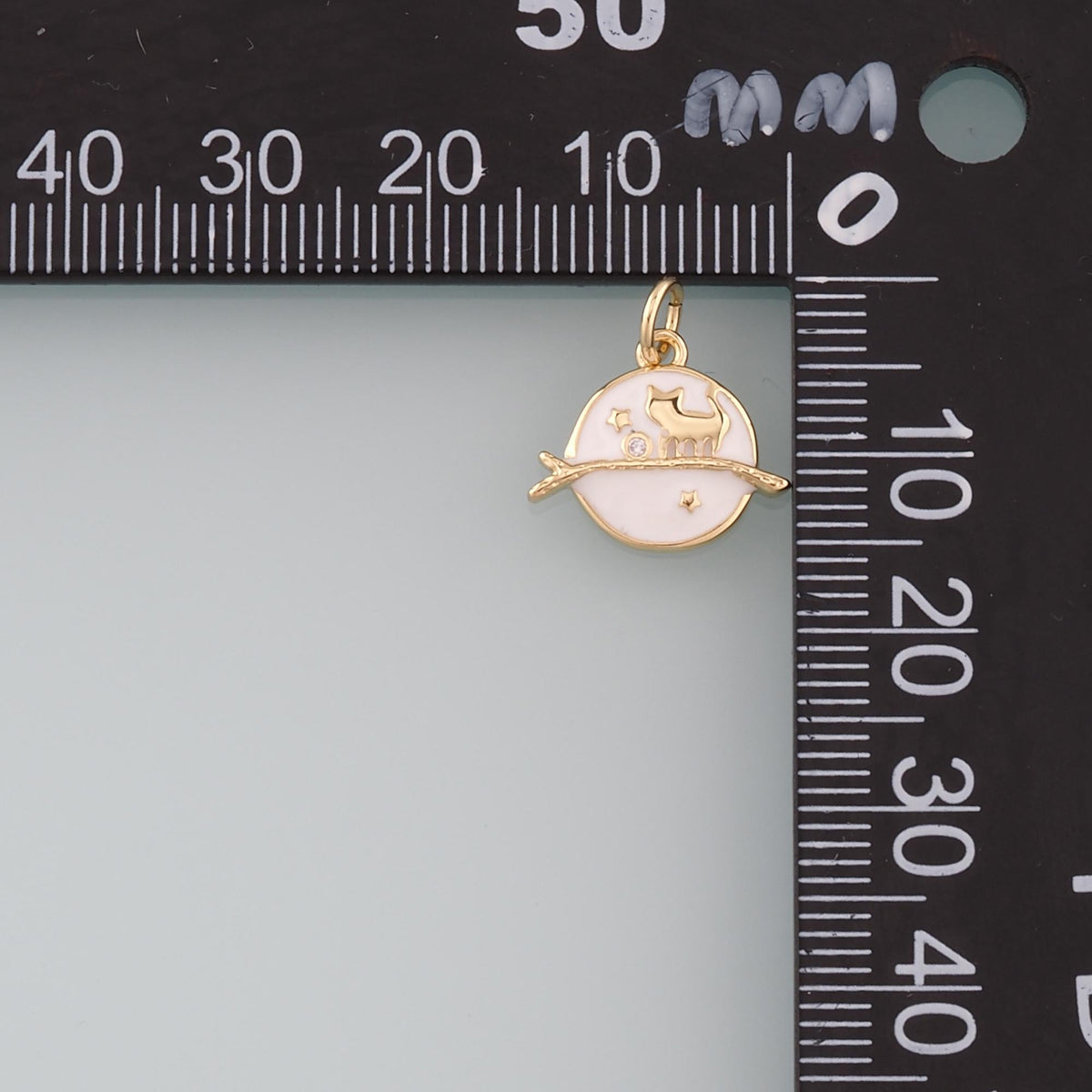 Gold Cat Star Charm,18K Gold Filled Cat Pendant,Enamel halloween Animal Charm Bracelet Necklace for DIY Jewelry Making Supply