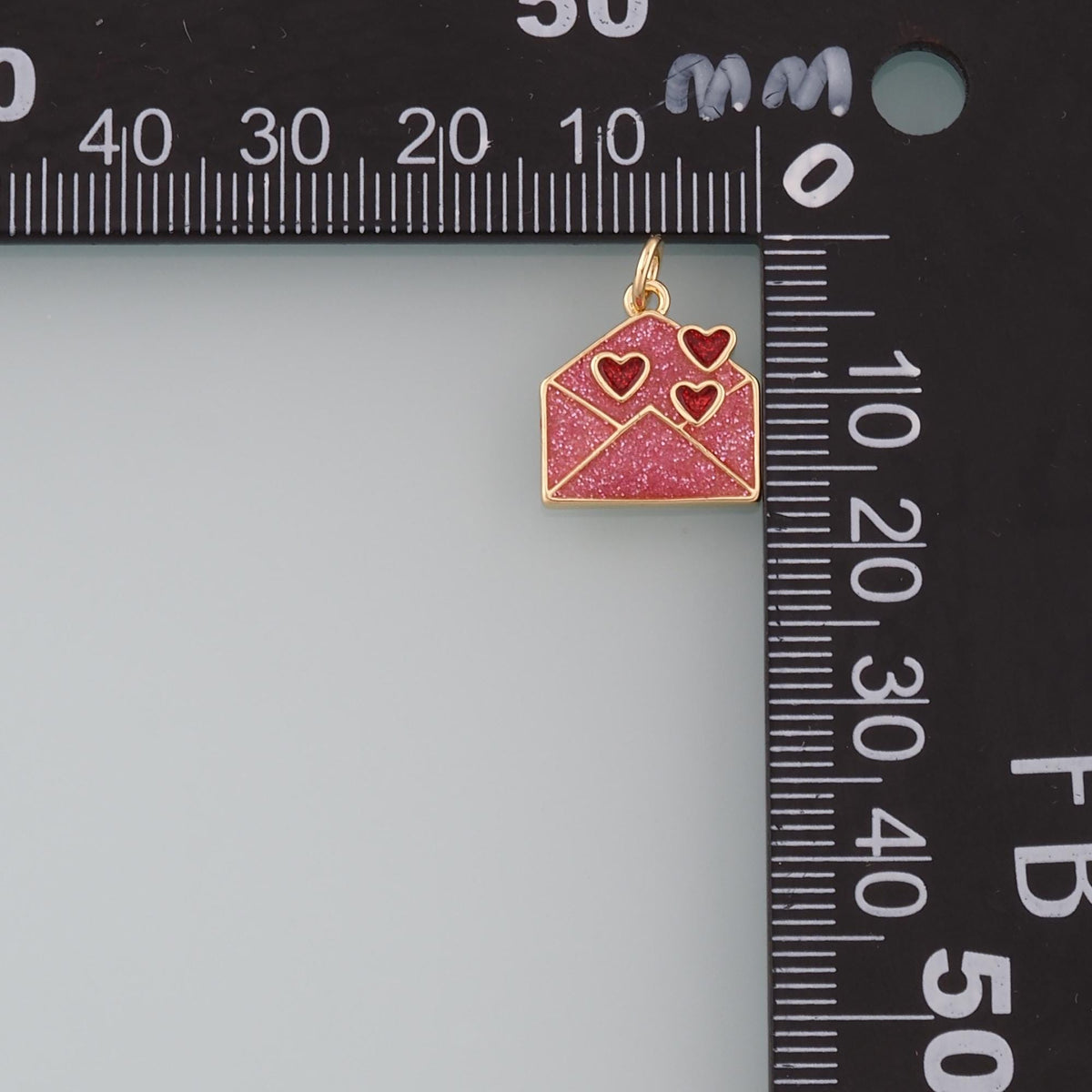 18K Gold Filled Envelope Pendant,Enamel Love Letter Charm Bracelet Necklace for DIY Jewelry Making Supply