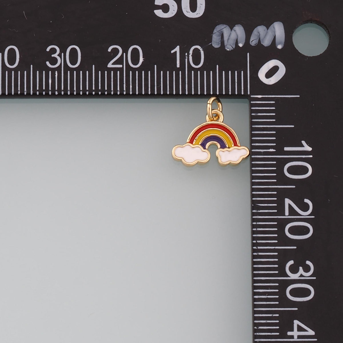 Gold Rainbow Charms,18K Gold Filled Rainbow Pendant,Enamel Clouds Charm Bracelet Necklace for DIY Jewelry Making Supply