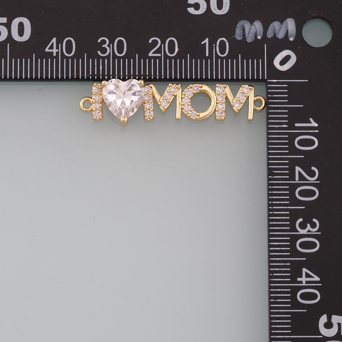 18K Gold Filled Mom Connector,CZ Micro Pave Mom Charm Bracelet Necklace for DIY Jewelry Making Supply