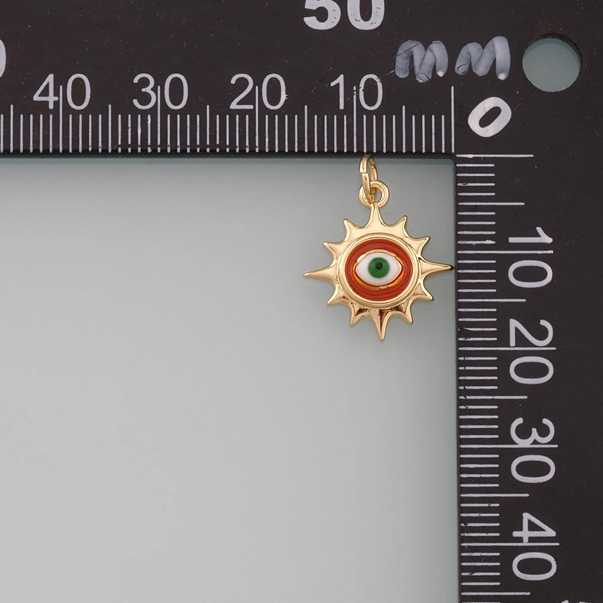 18K Gold Filled Evil Eye Pendant,Enamel Eye Charm Bracelet Necklace for DIY Jewelry Making Supply