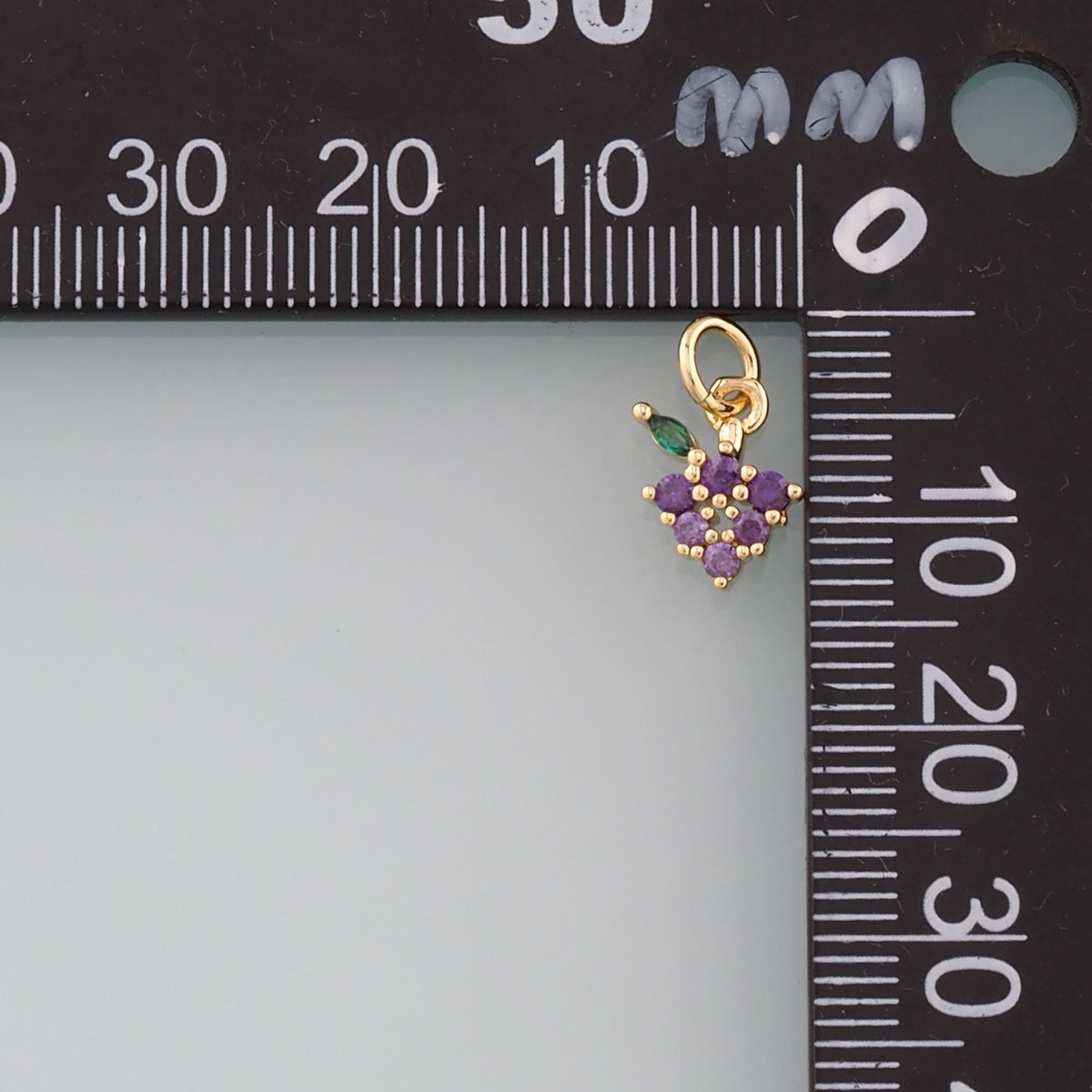 Gold Grape Charms,18K Gold Filled Grape Pendant,CZ Micro Pave Fruit Charm Bracelet Necklace for DIY Jewelry Making Supply