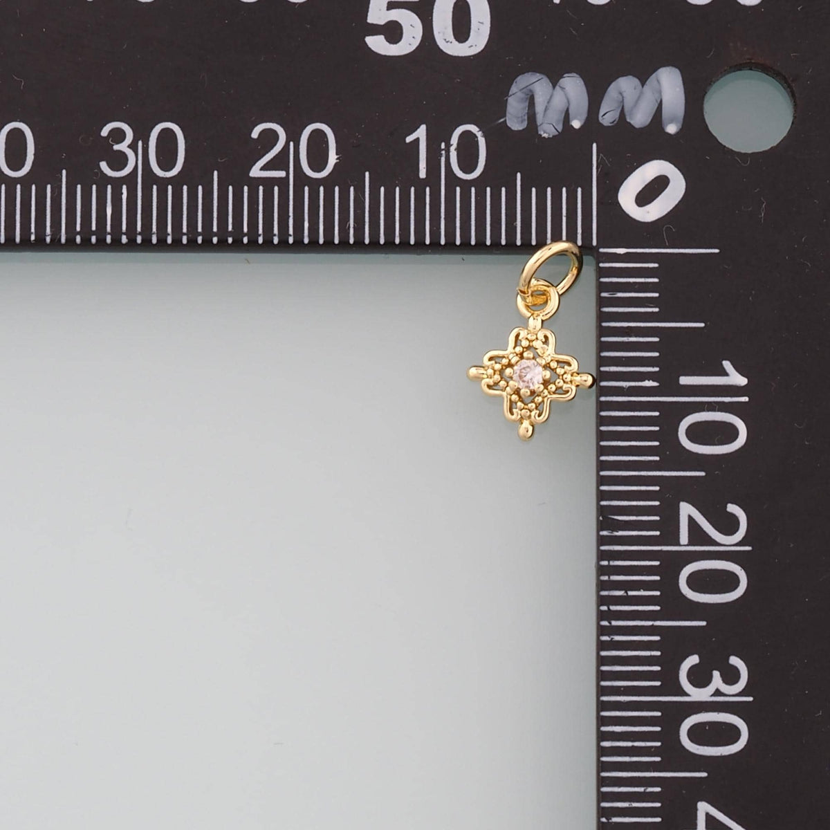 18K Gold Filled Flower Pendant,CZ Micro Pave Flower Charm Bracelet Necklace for DIY Jewelry Making Supply