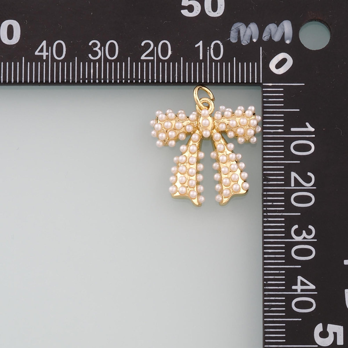 18K Gold Filled Pearl Bow Charm Pendant for Jewelry Making