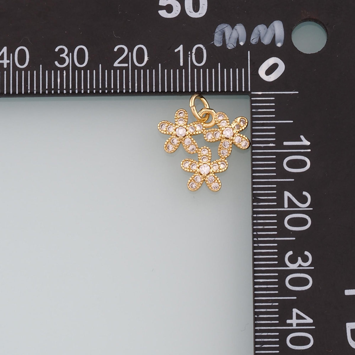Gold Flower Charms,18K Gold Filled Flower Pendant,CZ Micro Pave Flower Charm Bracelet Necklace for DIY Jewelry Making Supply