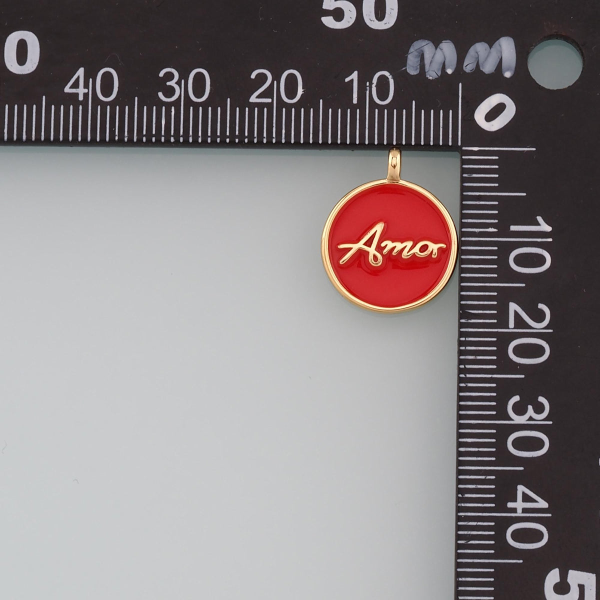 18K Gold Filled Amor Pendant,Enamel Amor Charm Bracelet Necklace for DIY Jewelry Making Supply