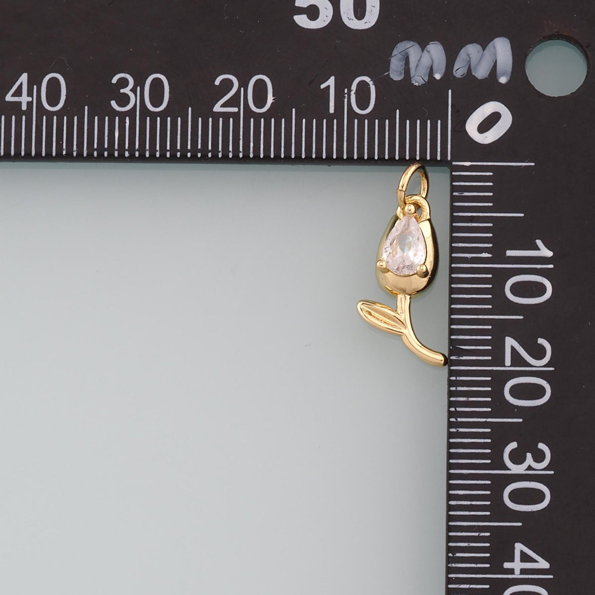 18K Gold Filled Tulip Pendant,CZ Micro Pave Flower Charm Bracelet Necklace for DIY Jewelry Making Supply
