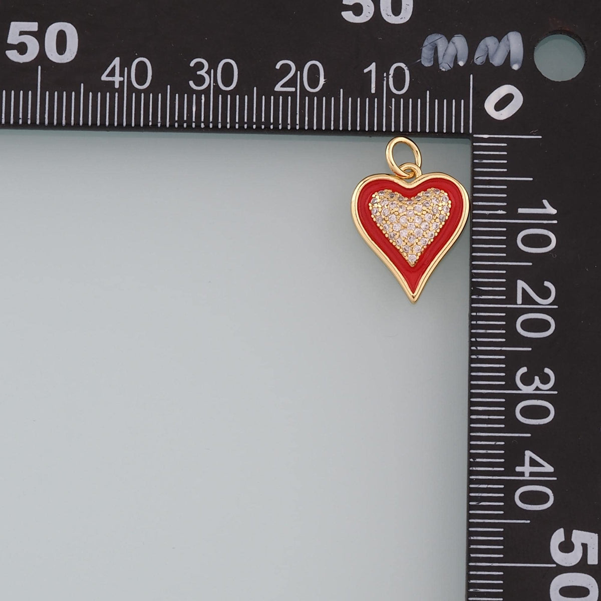 18K Gold Filled Enamel Heart Charm Pendant for Jewelry Making