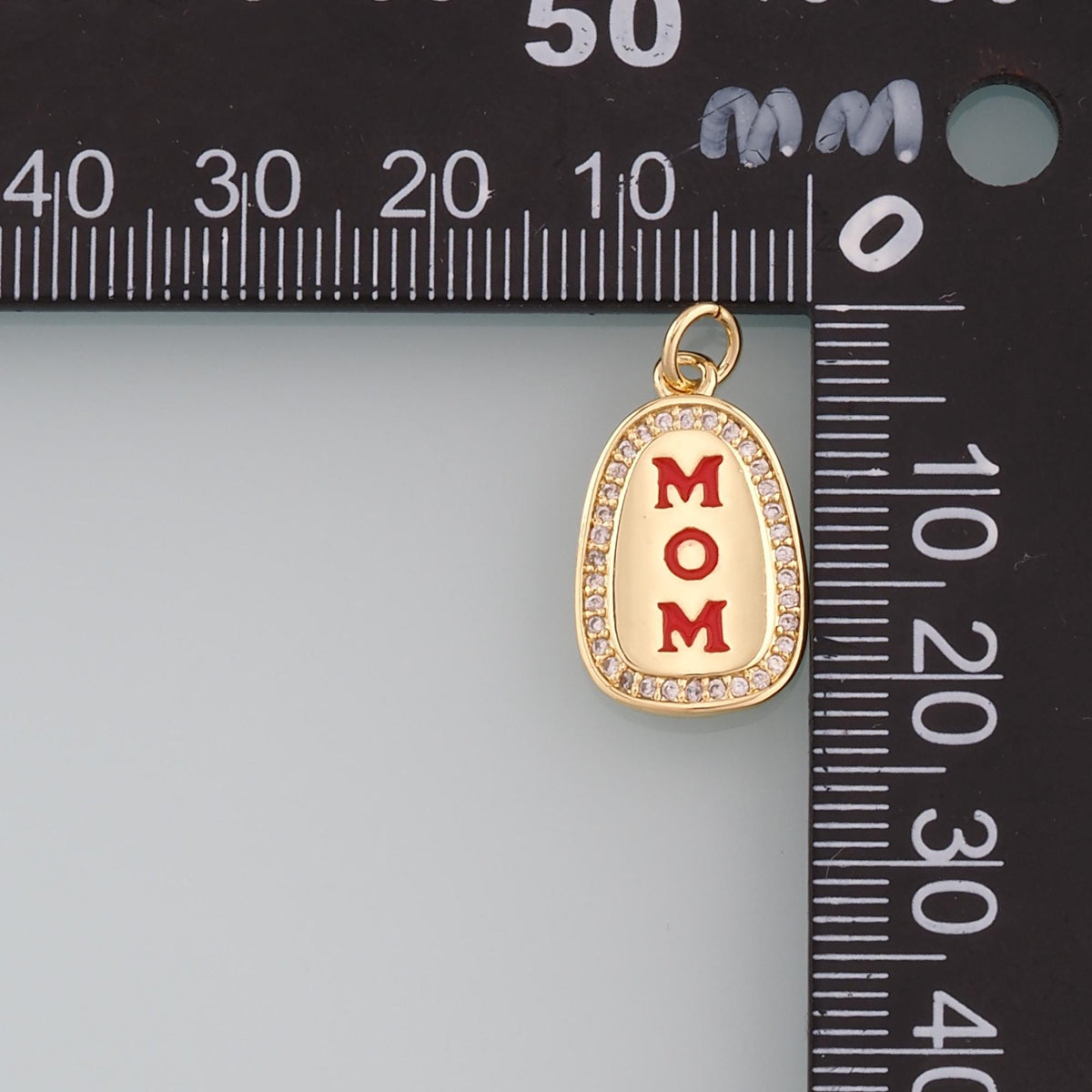 18K Gold Filled Mom Pendant,Enamel Mom Charm Bracelet Necklace for DIY Jewelry Making Supply