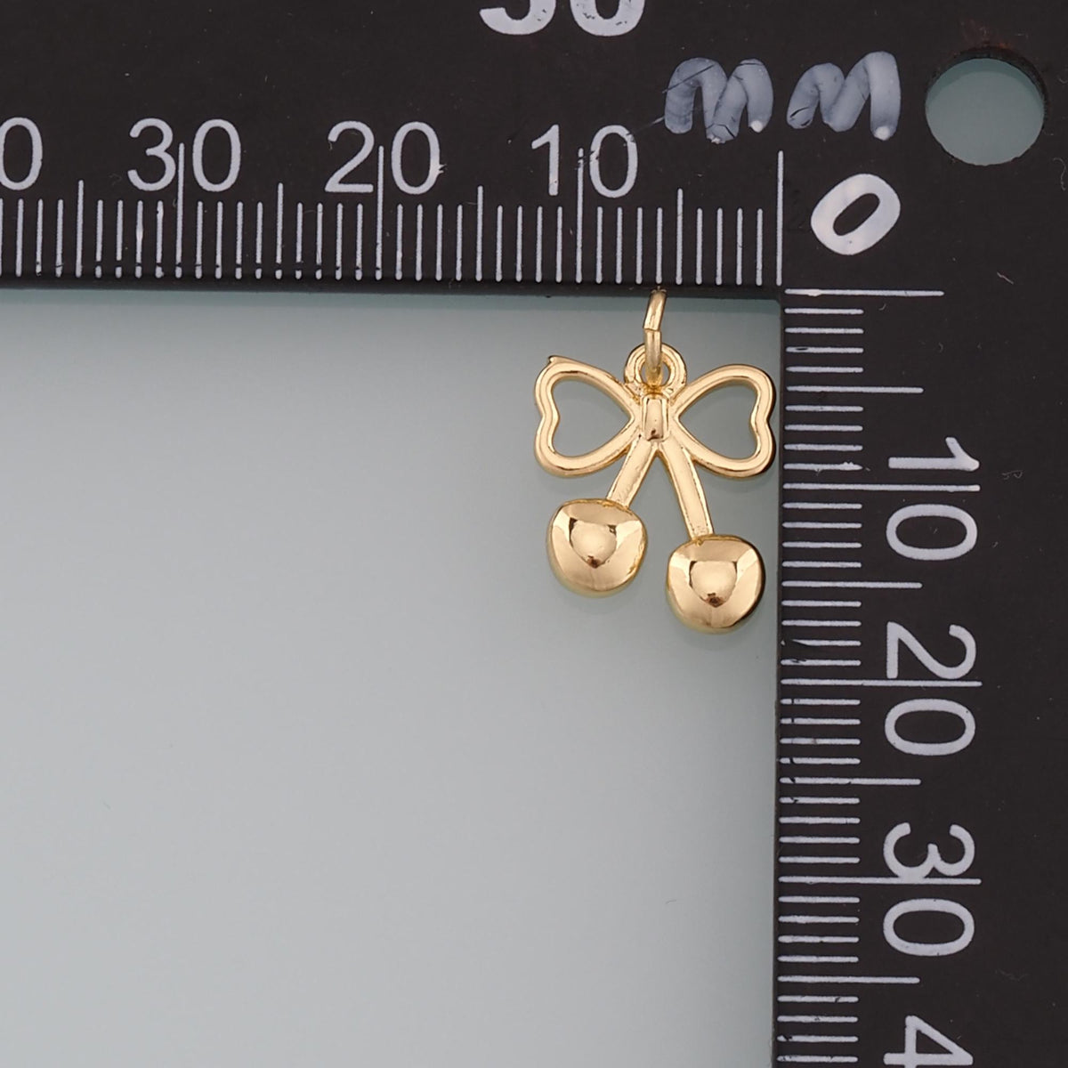 Gold Cherry Charms,18K Gold Filled Cherry Pendant,Fruit Charm Bracelet Necklace for DIY Jewelry Making Supply