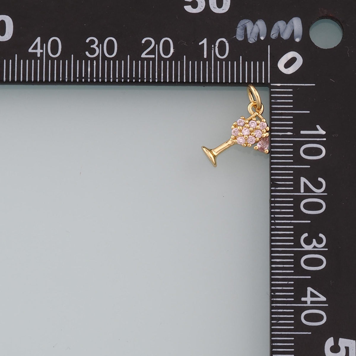18K Gold Filled Wine Glass Pendant,CZ Micro Pave Wine Glass Charm Bracelet Necklace for DIY Jewelry Making Supply