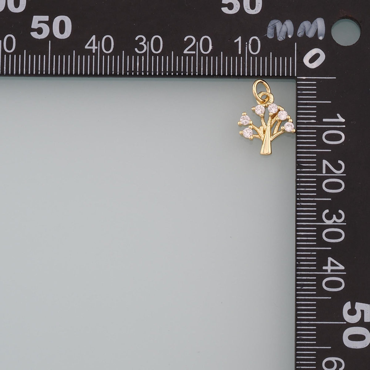 18K Gold Filled Cubic Zirconia Tree Charm Pendant for Jewelry Making