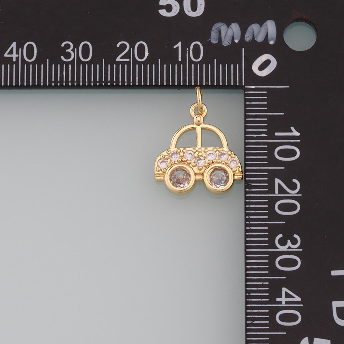 18K Gold Filled Car Pendant,CZ Micro Pave Car Charm Bracelet Necklace for DIY Jewelry Making Supply