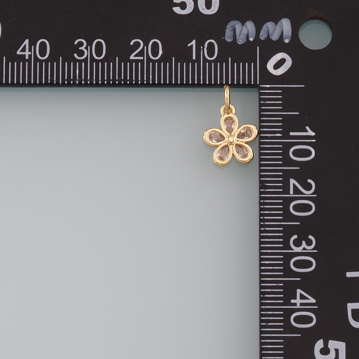 18K Gold Filled Cubic Zirconia Flower Charm Pendant for Jewelry Making