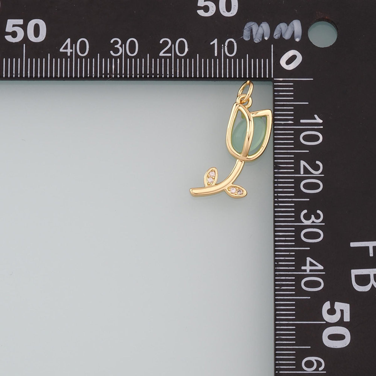 18K Gold Filled Tulip Pendant,CZ Micro Pave Flower Charm Bracelet Necklace for DIY Jewelry Making Supply