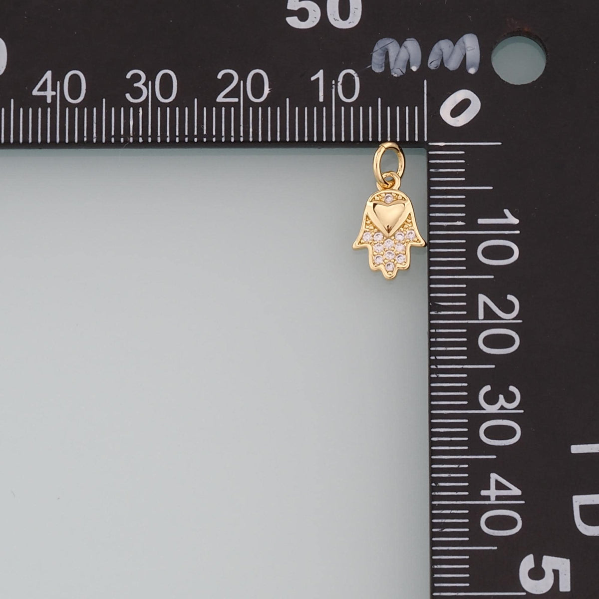 18K Gold Filled Hamsa Pendant,CZ Micro Pave Hamsa Charm Necklace for DIY Jewelry Making Supply