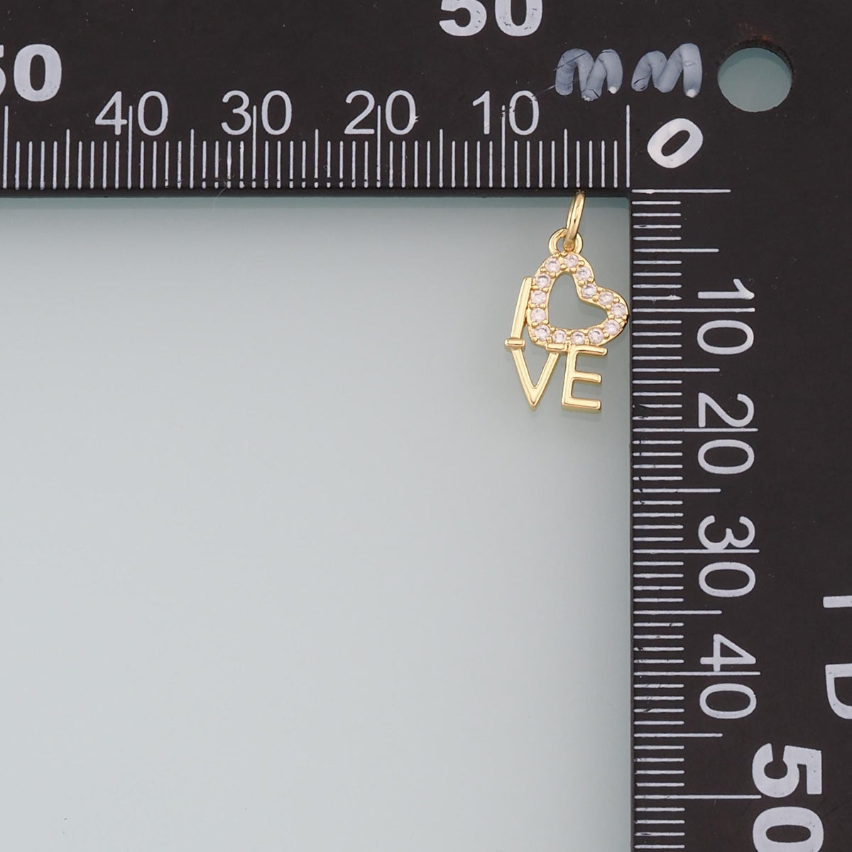 18K Gold Filled Love Pendant,CZ Micro Pave Love Charm Bracelet Necklace for DIY Jewelry Making Supply