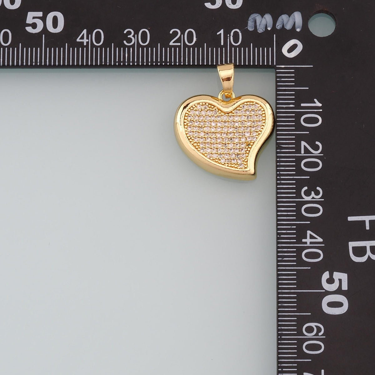 18K Gold Filled Heart CZ Charm Pendant for Jewelry Making