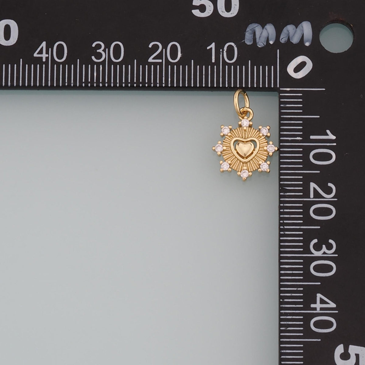18K Gold Filled Heart CZ Charm Pendant for Jewelry Making