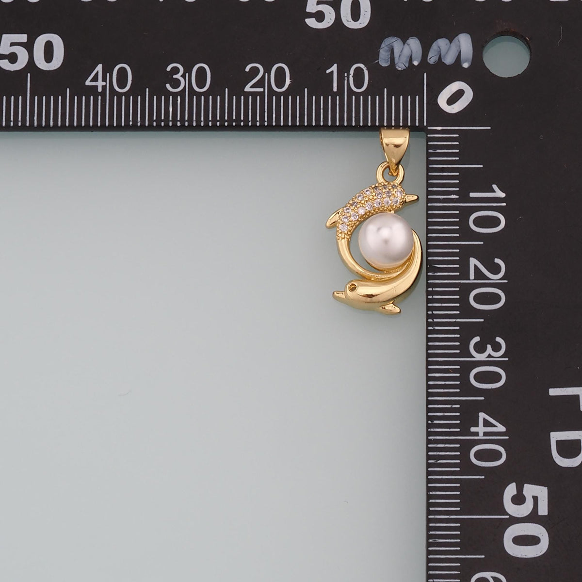 Gold Dolphin Charms,18K Gold Filled Pearl Dolphin Pendant,CZ Micro Pave Ocean Charm Bracelet Necklace for DIY Jewelry Making