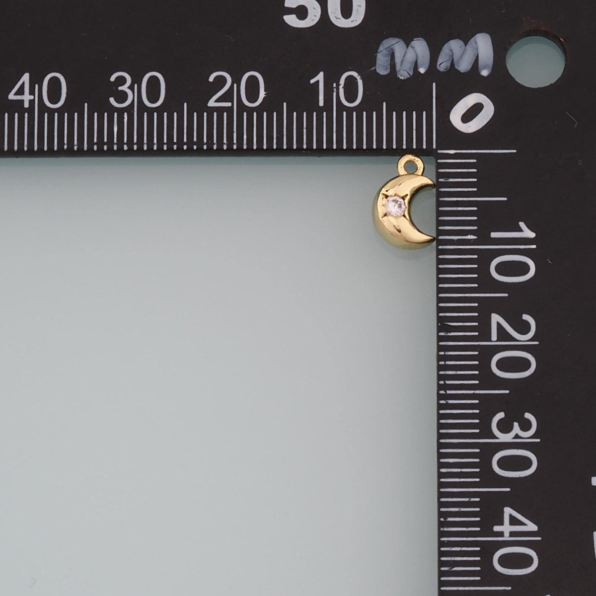 18K Gold Filled Cubic Zirconia Moon Charm Pendant for Jewelry Making